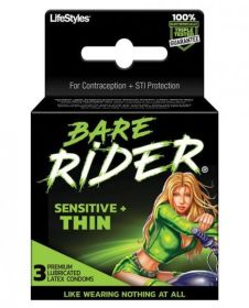 Bare Rider Thin Latex Condom 3 Pack